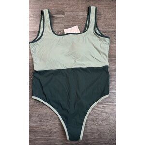 Kittenish One Piece Swimsuit Women Size XL Green High Leg Underwire bathing Suit